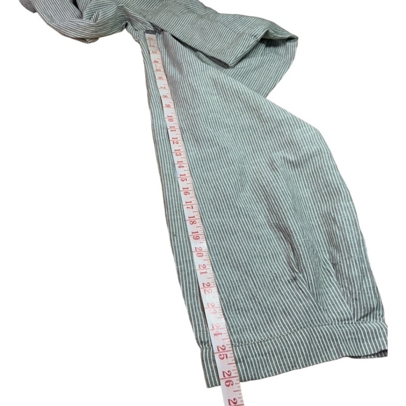 Goubi Cotton Linen Blend Tan White Stripe Lantern Crop Pants US Sz S - Picture 6 of 10